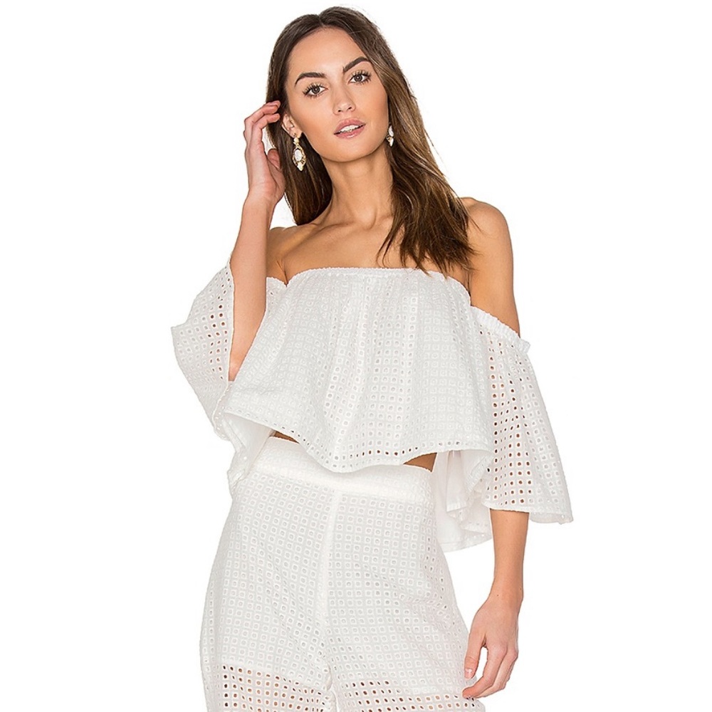 Blaque Label eyelet ruffle top. NWT.